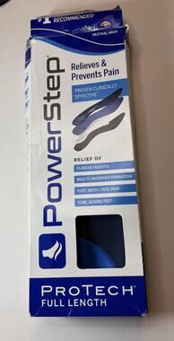 Men's Power Step Orthotics Full Insoles Size 14-15 K Plantar Fasciitis Open Box
